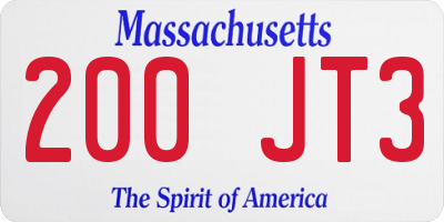 MA license plate 200JT3