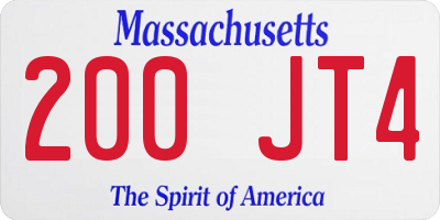 MA license plate 200JT4