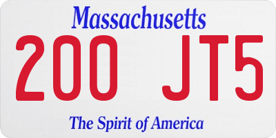 MA license plate 200JT5