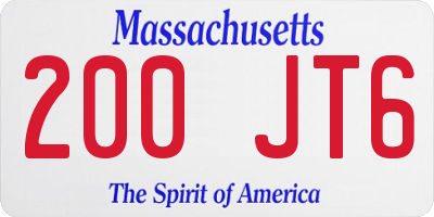 MA license plate 200JT6