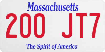 MA license plate 200JT7