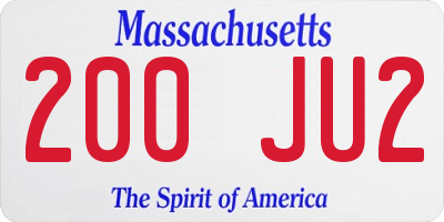 MA license plate 200JU2