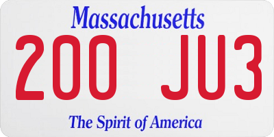 MA license plate 200JU3