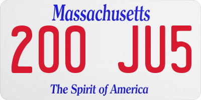 MA license plate 200JU5