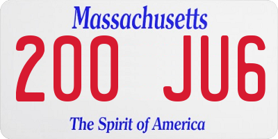 MA license plate 200JU6