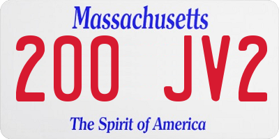 MA license plate 200JV2