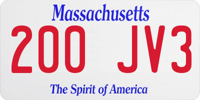 MA license plate 200JV3