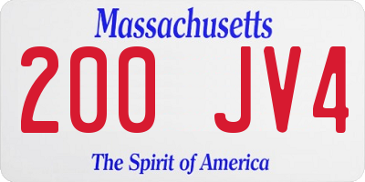 MA license plate 200JV4