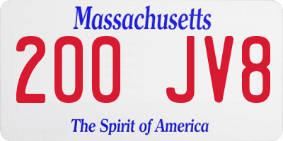 MA license plate 200JV8