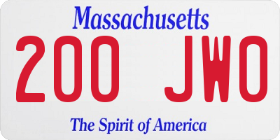 MA license plate 200JW0