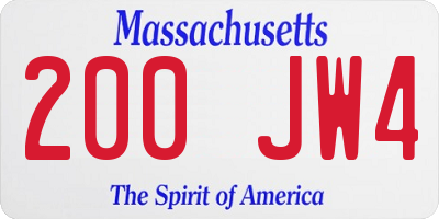 MA license plate 200JW4
