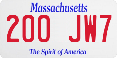 MA license plate 200JW7