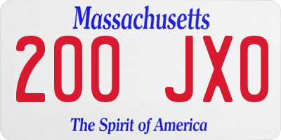 MA license plate 200JX0