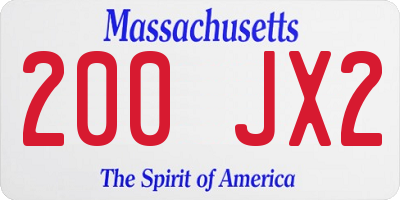 MA license plate 200JX2