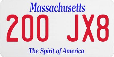 MA license plate 200JX8