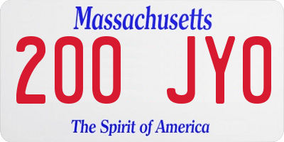 MA license plate 200JY0
