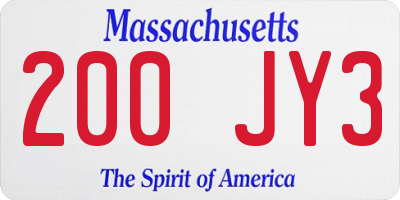 MA license plate 200JY3