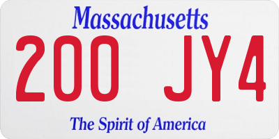 MA license plate 200JY4