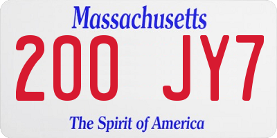 MA license plate 200JY7