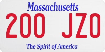 MA license plate 200JZ0