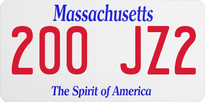 MA license plate 200JZ2