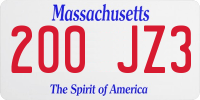MA license plate 200JZ3