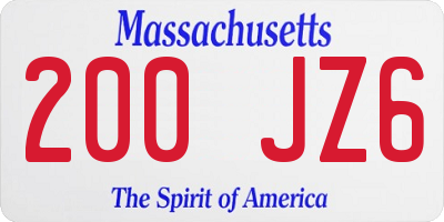 MA license plate 200JZ6