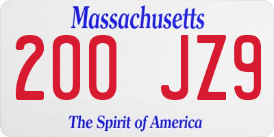 MA license plate 200JZ9