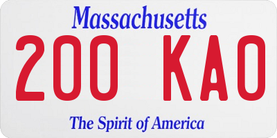 MA license plate 200KA0