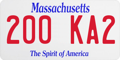 MA license plate 200KA2