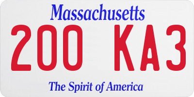 MA license plate 200KA3