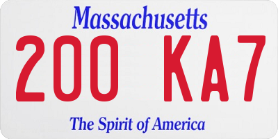 MA license plate 200KA7
