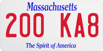 MA license plate 200KA8