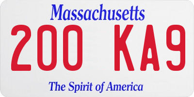 MA license plate 200KA9