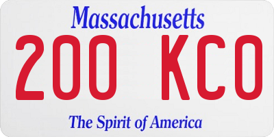 MA license plate 200KC0