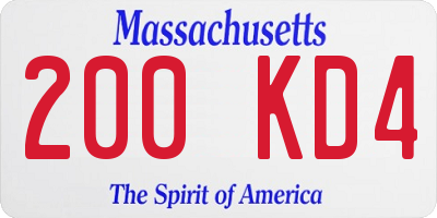 MA license plate 200KD4