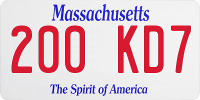MA license plate 200KD7