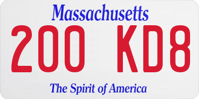 MA license plate 200KD8