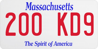 MA license plate 200KD9