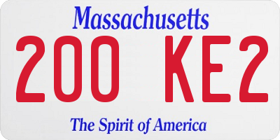 MA license plate 200KE2