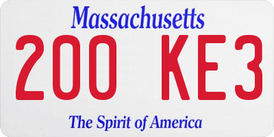 MA license plate 200KE3
