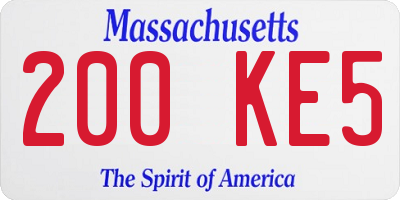 MA license plate 200KE5