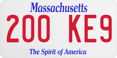 MA license plate 200KE9