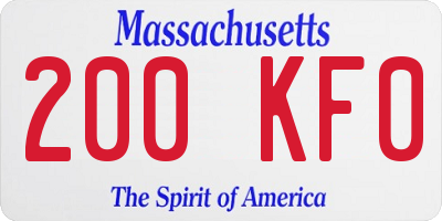 MA license plate 200KF0