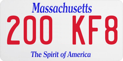 MA license plate 200KF8