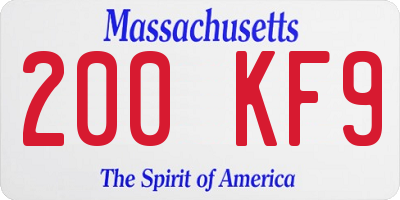 MA license plate 200KF9