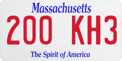MA license plate 200KH3