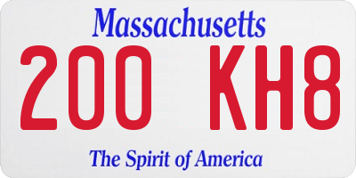 MA license plate 200KH8