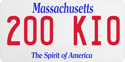 MA license plate 200KI0