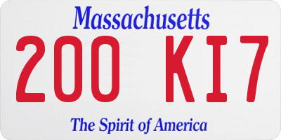 MA license plate 200KI7